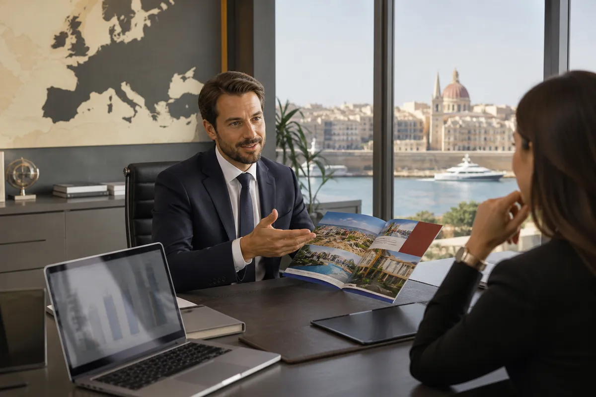 real estate agent presenting investment options